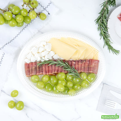 Wholesale Restaurantware Pulp Safe Oval Clear Plastic Ripple Dome Lid - Fits Sugarcane / Bagasse Large Plate- Bulk