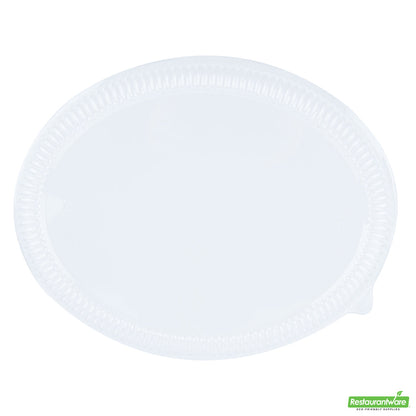 Wholesale Restaurantware Pulp Safe Oval Clear Plastic Ripple Dome Lid - Fits Sugarcane / Bagasse Large Plate- Bulk