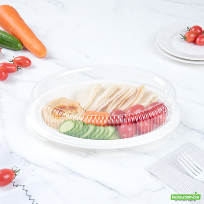 Wholesale Restaurantware Pulp Safe Oval Clear Plastic Ripple Dome Lid - Fits Sugarcane / Bagasse Plate- Bulk