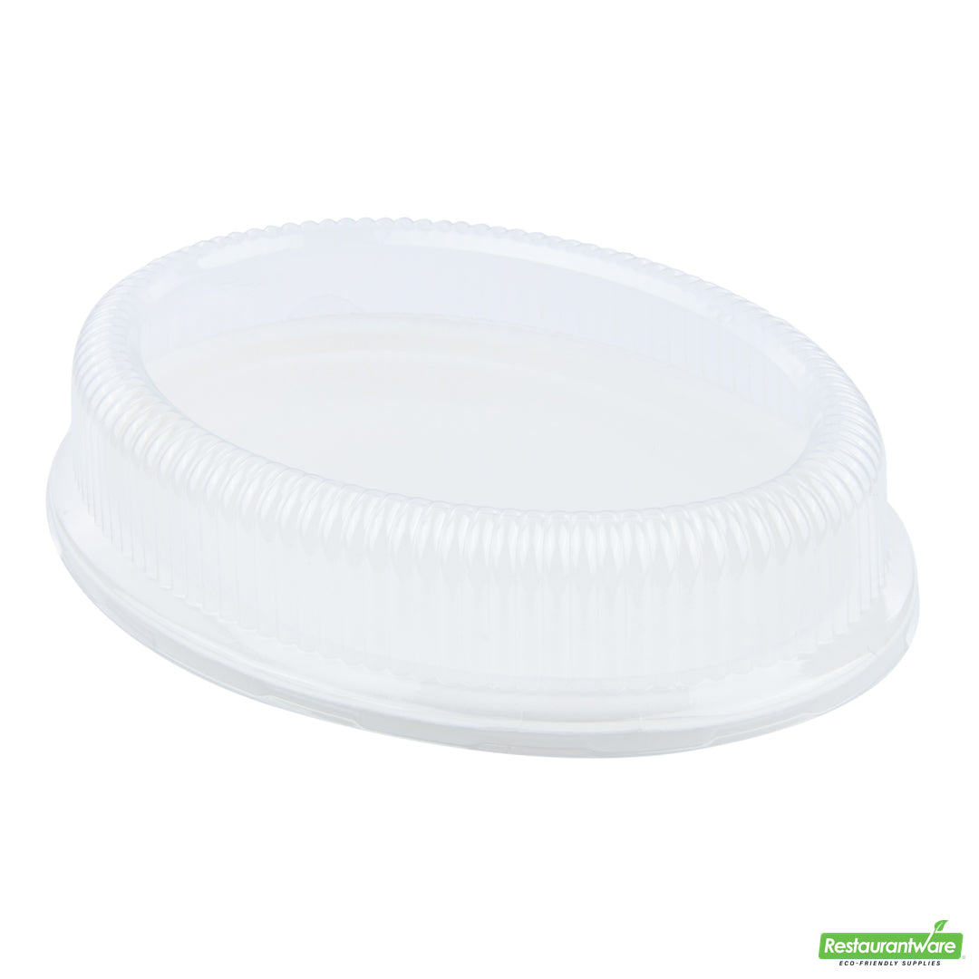 Wholesale Restaurantware Pulp Safe Oval Clear Plastic Ripple Dome Lid - Fits Sugarcane / Bagasse Plate- Bulk