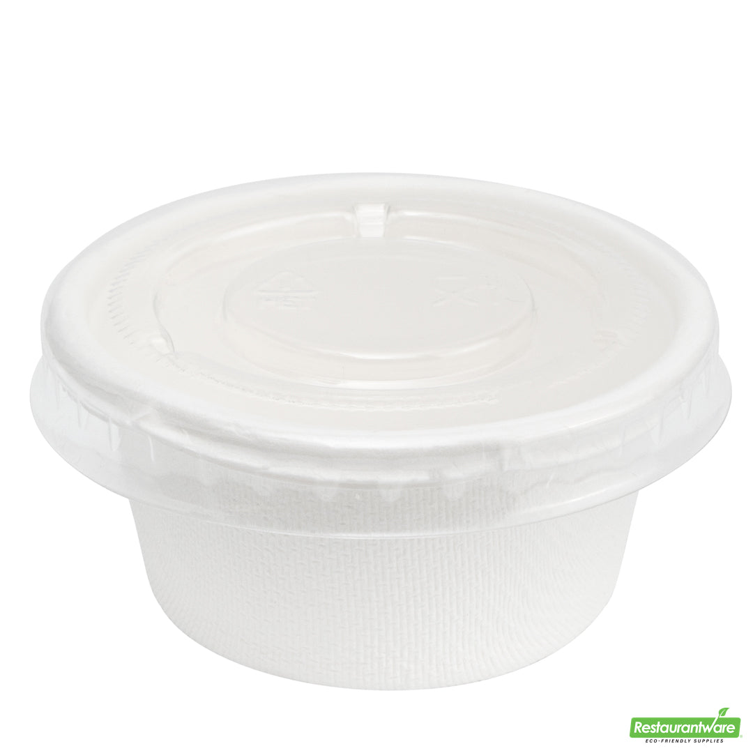 Wholesale Restaurantware Pulp Tek Round Clear Plastic Lid - Fits 2 Oz Take Out Portion Cup- Bulk