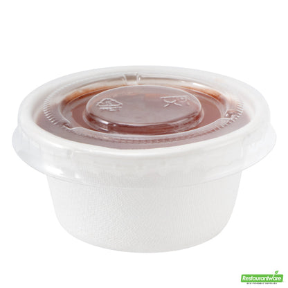 Wholesale Restaurantware Pulp Tek Round Clear Plastic Lid - Fits 2 Oz Take Out Portion Cup- Bulk