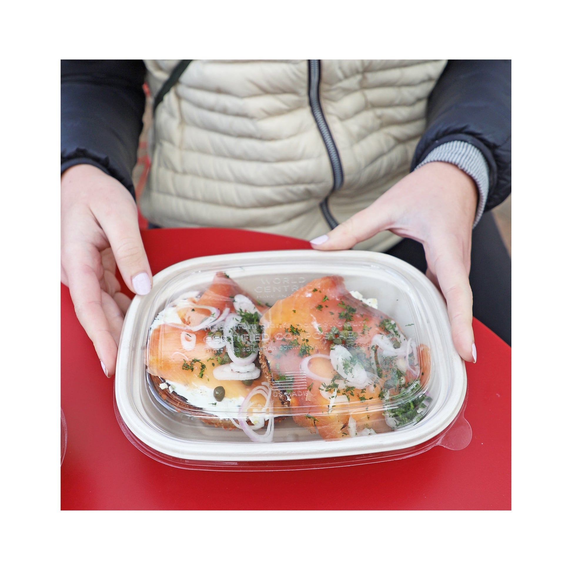 Wholesale World Centric 8.8"x6.8" Ingeo Compostable Fiber Box Lid- Bulk