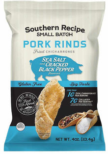 Wholesale Southern Recipe Small Batch Sea Salt & Cracker Black Pepper Pork Rinds 4 Oz- Bulk