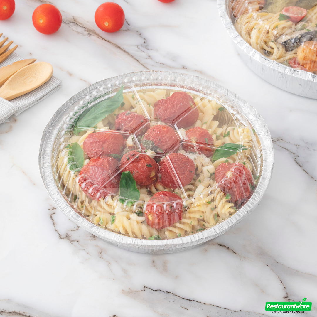 Wholesale Restaurantware Foil Lux Round Clear Plastic Dome Lid - Fits 7" Take Out Pan- Bulk