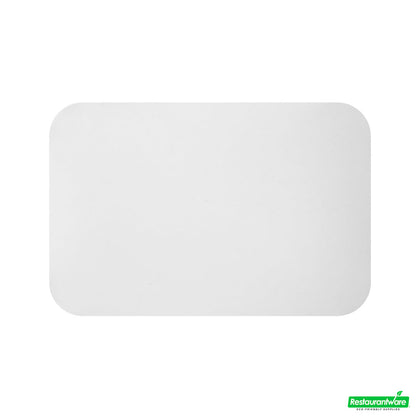 Wholesale Restaurantware Foil Lux White Paper Flat Foil-Laminated Board Lid - Fits 4 lb Take Out Container- Bulk