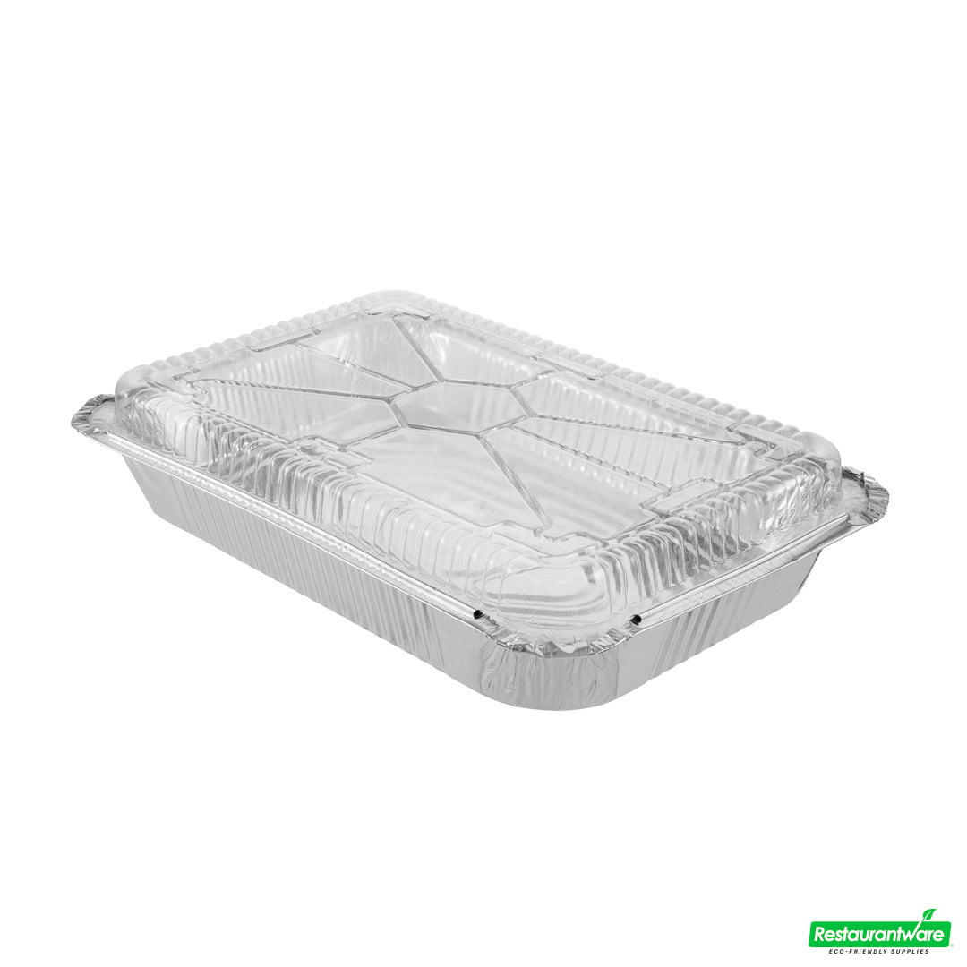 Wholesale Restaurantware Foil Lux Oblong Clear Plastic Dome Lid - Fits 4 lb Take Out Container- Bulk
