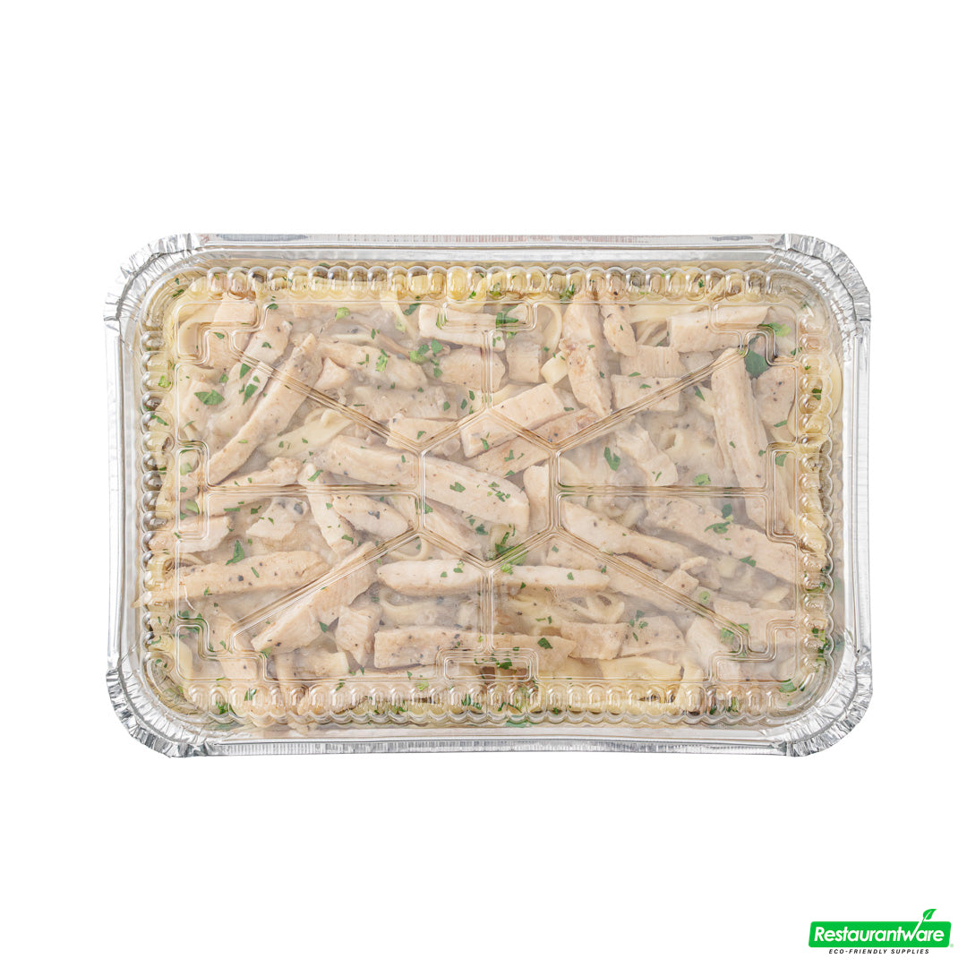 Wholesale Restaurantware Foil Lux Oblong Clear Plastic Dome Lid - Fits 4 lb Take Out Container- Bulk