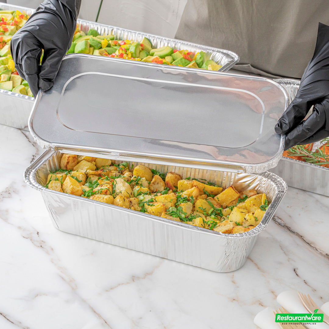Wholesale Restaurantware Foil Lux Aluminum Steam Table Pan Lid - Fits 1/3 Size / Loaf- Bulk