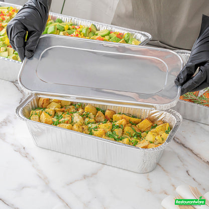 Wholesale Restaurantware Foil Lux Aluminum Steam Table Pan Lid - Fits 1/3 Size / Loaf- Bulk