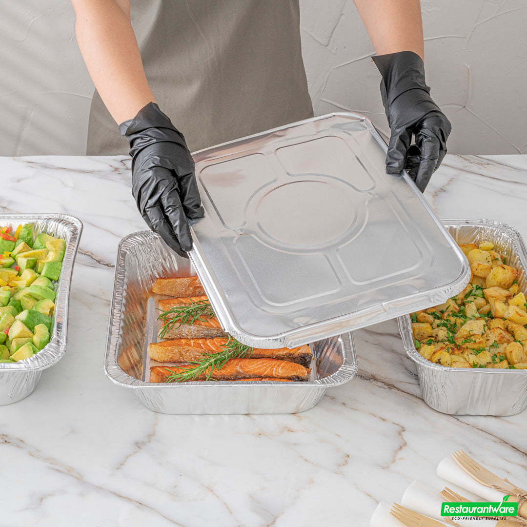 Wholesale Restaurantware Foil Lux Aluminum Steam Table Pan Lid - Fits 1/2 Size- Bulk