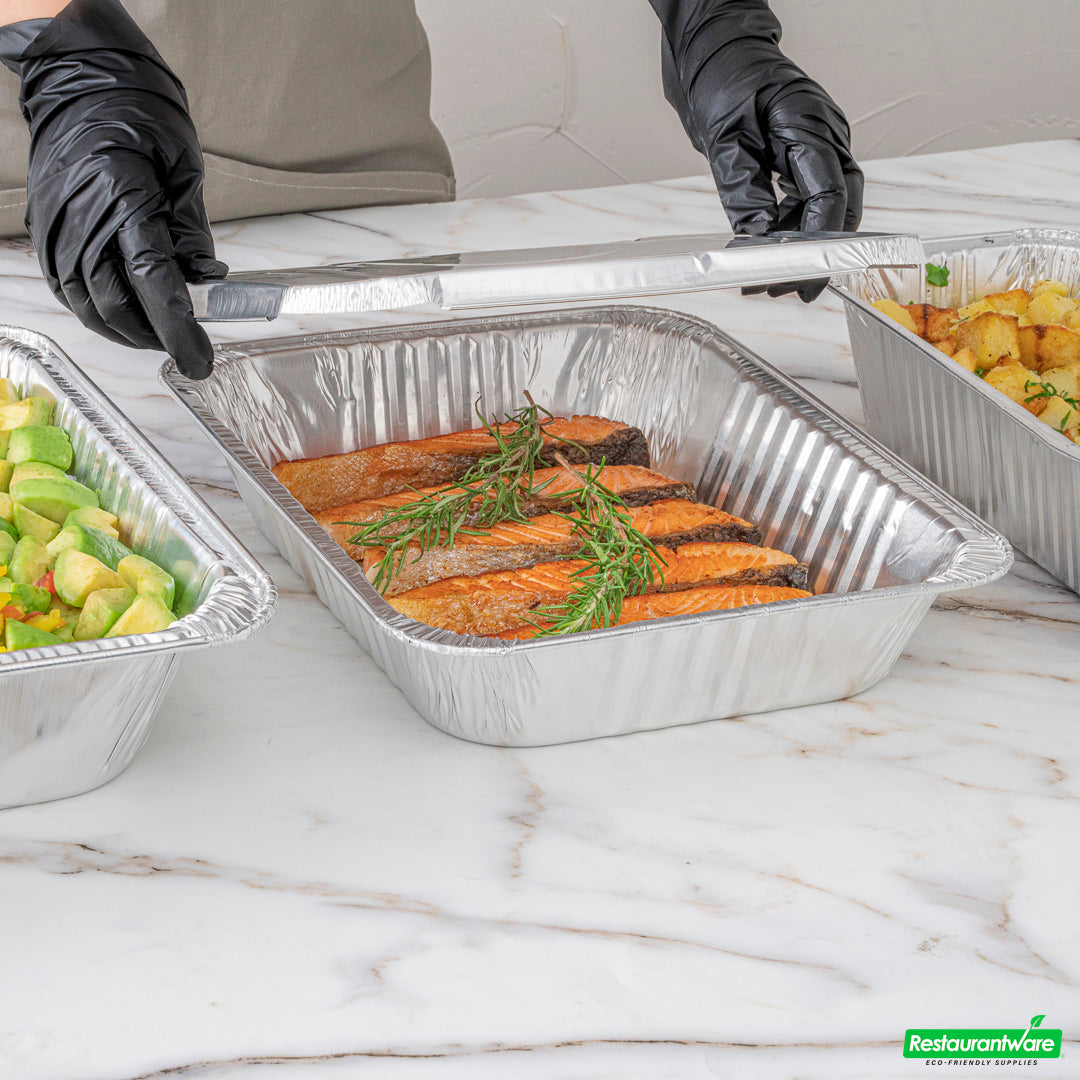 Wholesale Restaurantware Foil Lux Aluminum Steam Table Pan Lid - Fits 1/2 Size- Bulk