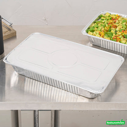 Wholesale Restaurantware Aluminum Steam Table Pan Lid - Fits Full Size - 21.1" X 13.5" X 0.5"- Bulk