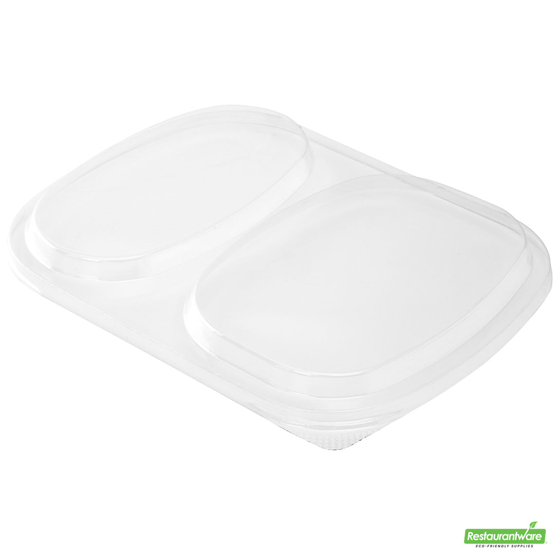 Wholesale Restaurantware Foil Lux Clear Plastic Flat Lid - Fits 2-Compartment Foil Container- Bulk