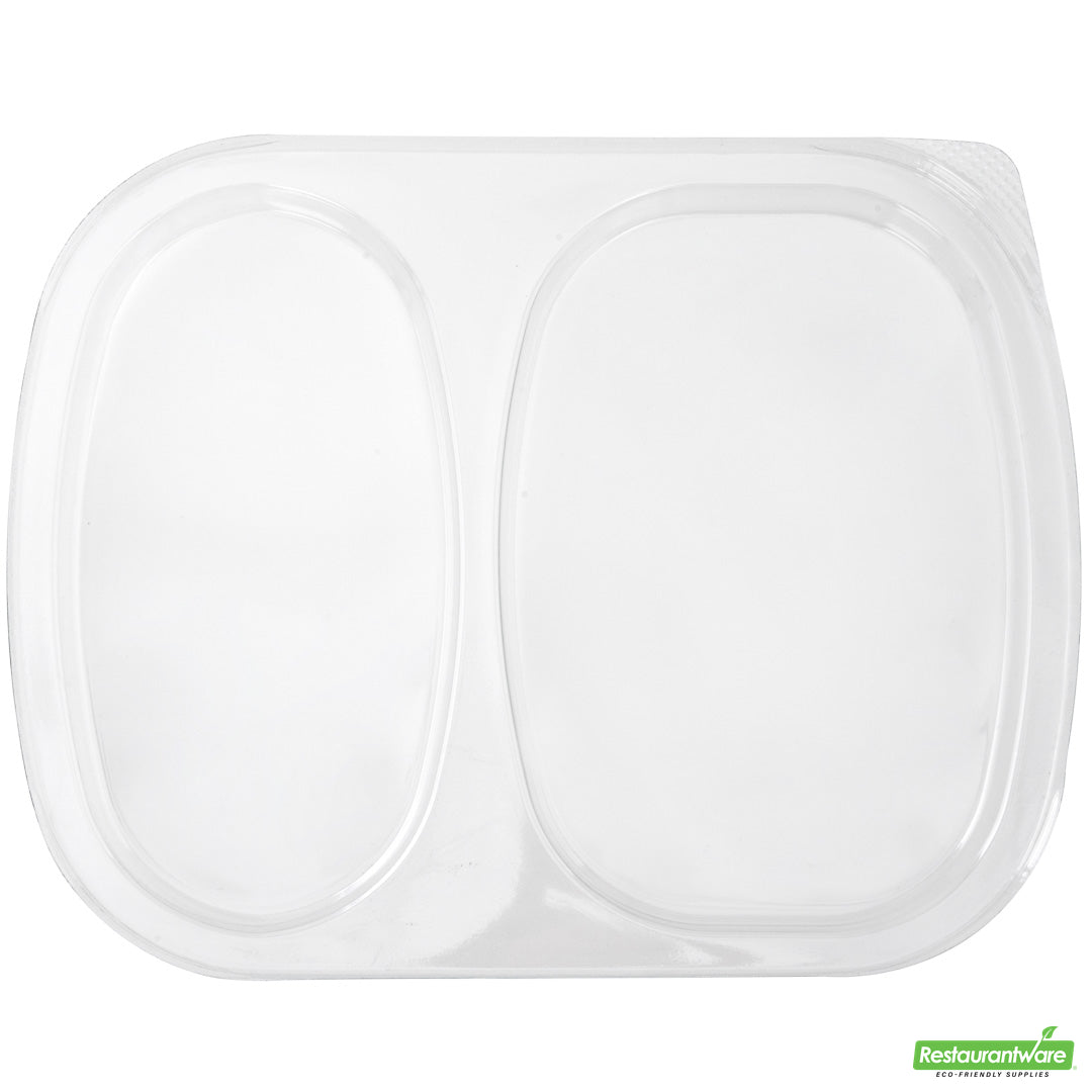 Wholesale Restaurantware Foil Lux Clear Plastic Flat Lid - Fits 2-Compartment Foil Container- Bulk