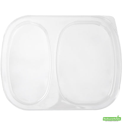 Wholesale Restaurantware Foil Lux Clear Plastic Flat Lid - Fits 2-Compartment Foil Container- Bulk