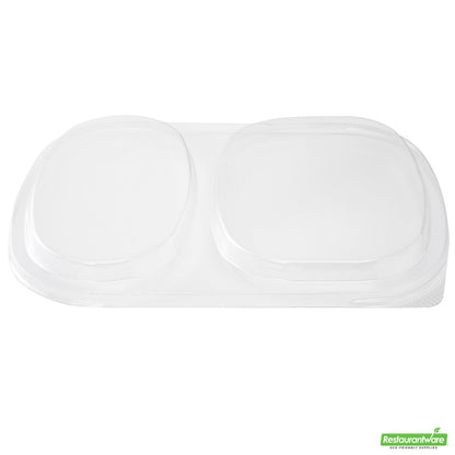 Wholesale Restaurantware Foil Lux Clear Plastic Flat Lid - Fits 2-Compartment Foil Container- Bulk