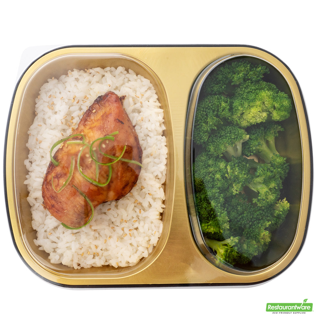 Wholesale Restaurantware Foil Lux Clear Plastic Flat Lid - Fits 2-Compartment Foil Container- Bulk