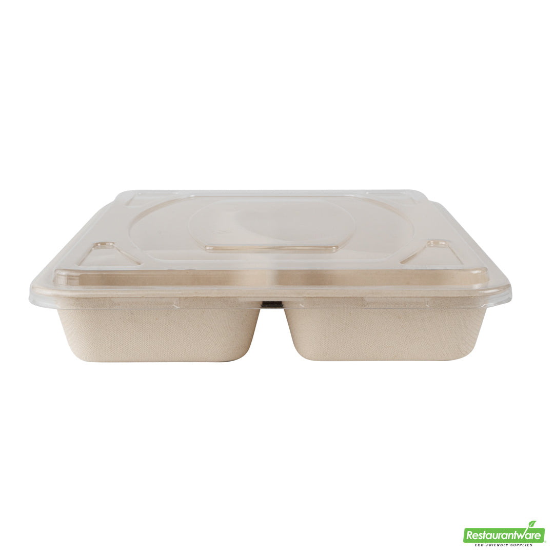 Wholesale Restaurantware Pulp Tek Rectangle Clear Plastic Flat Lid - Fits To Go Trays- Bulk