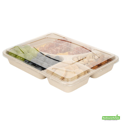 Wholesale Restaurantware Pulp Tek Rectangle Clear Plastic Flat Lid - Fits To Go Trays- Bulk
