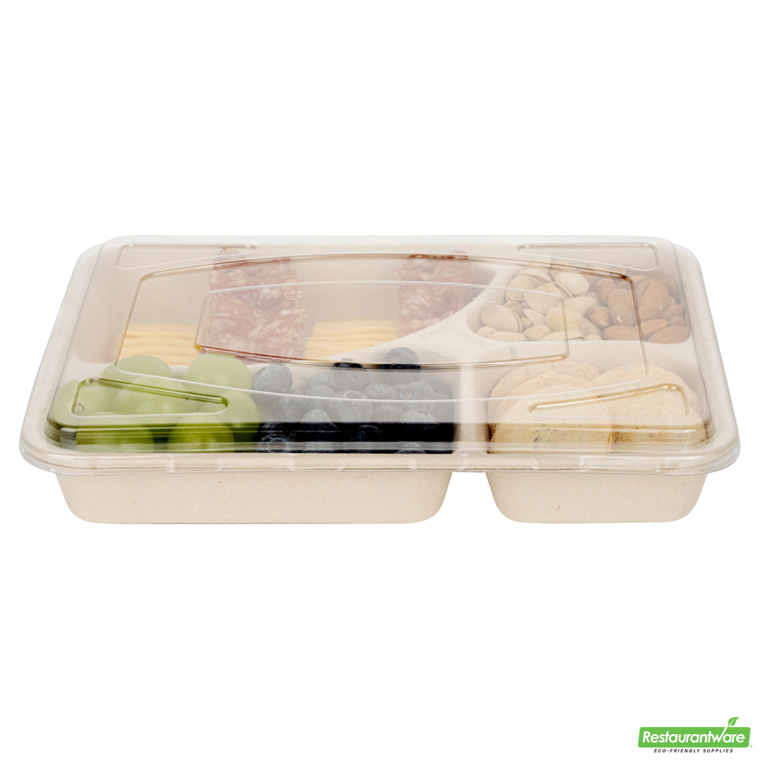 Wholesale Restaurantware Pulp Tek Rectangle Clear Plastic Flat Lid - Fits To Go Trays- Bulk