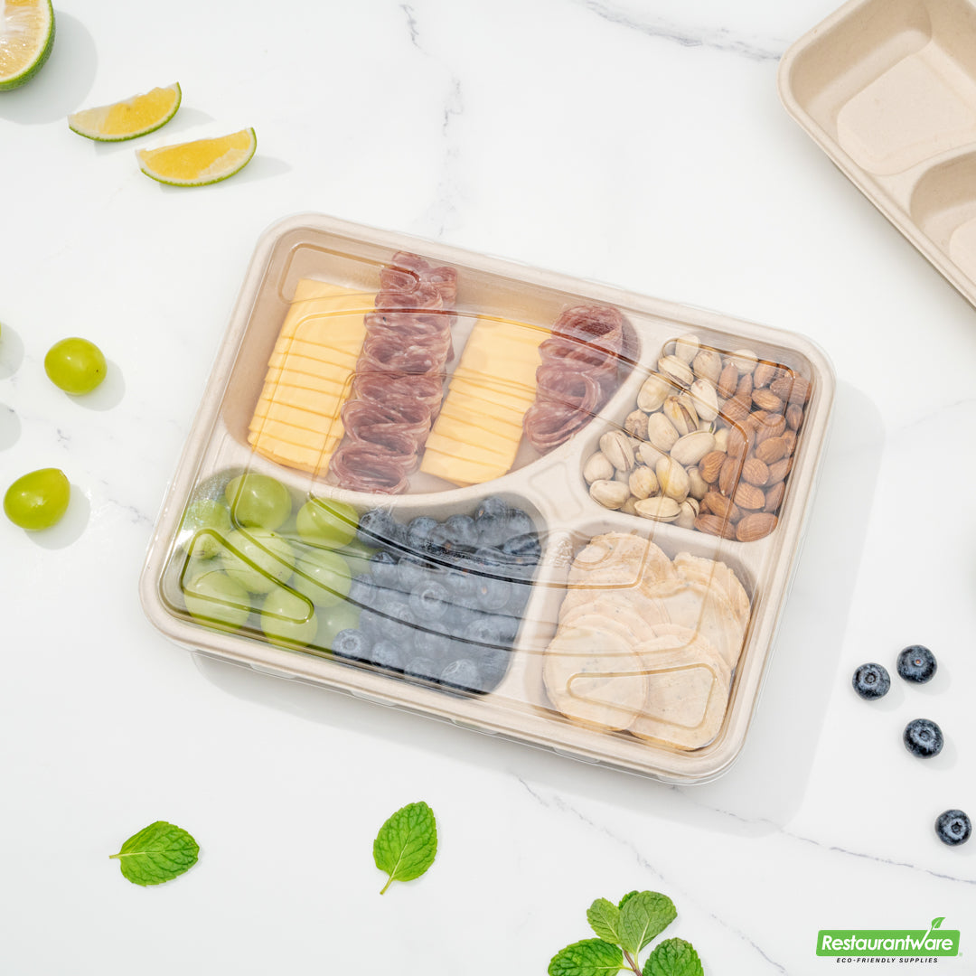 Wholesale Restaurantware Pulp Tek Rectangle Clear Plastic Flat Lid - Fits To Go Trays- Bulk