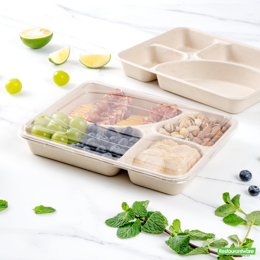 Wholesale Restaurantware Pulp Tek Rectangle Clear Plastic Flat Lid - Fits To Go Trays- Bulk
