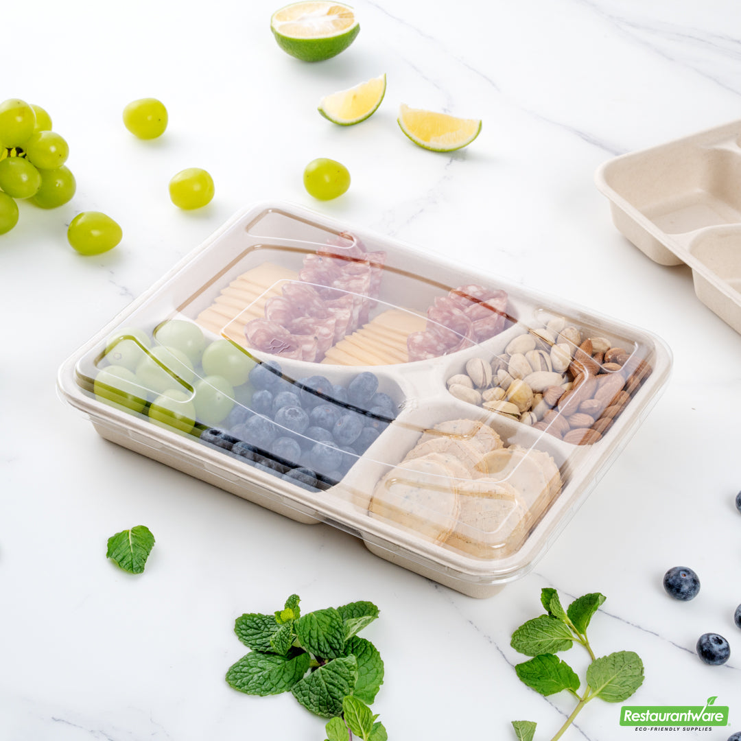 Wholesale Restaurantware Pulp Tek Rectangle Clear Plastic Flat Lid - Fits To Go Trays- Bulk