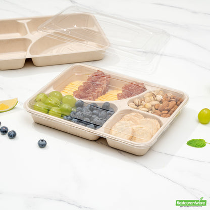 Wholesale Restaurantware Pulp Tek Rectangle Clear Plastic Flat Lid - Fits To Go Trays- Bulk