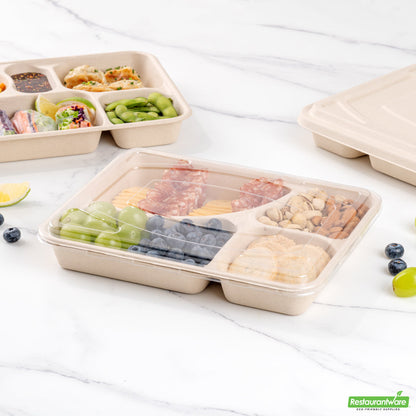 Wholesale Restaurantware Pulp Tek Rectangle Clear Plastic Flat Lid - Fits To Go Trays- Bulk