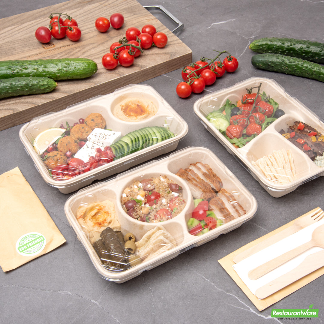 Wholesale Restaurantware Pulp Tek Rectangle Clear Plastic Flat Lid - Fits Bagasse to Go Container- Bulk