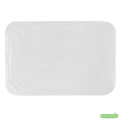 Wholesale Restaurantware Pulp Tek Rectangle Clear Plastic Flat Lid - Fits Bagasse to Go Container- Bulk
