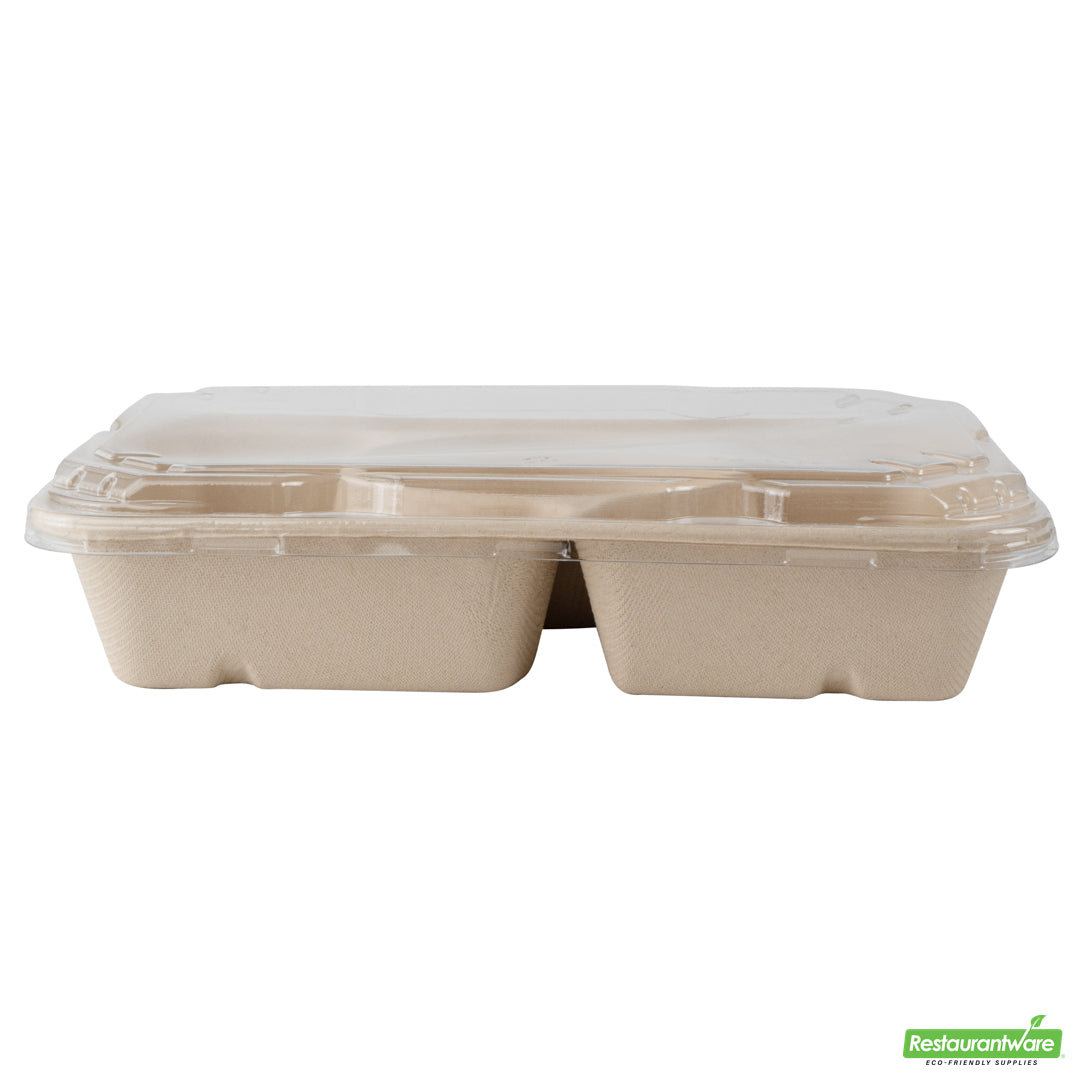 Wholesale Restaurantware Pulp Tek Rectangle Clear Plastic Flat Lid - Fits Bagasse to Go Container- Bulk