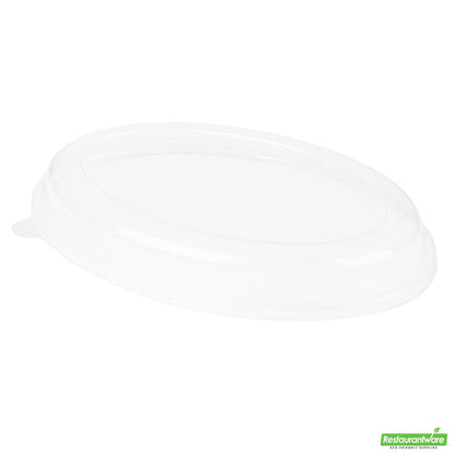 Wholesale Restaurantware Pulp Tek Oval Clear Plastic Lid - Fits 2-Compartment Bagasse Catering Bowl- Bulk