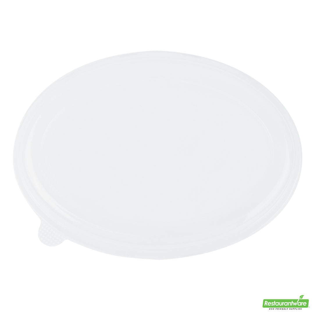 Wholesale Restaurantware Pulp Tek Oval Clear Plastic Lid - Fits 2-Compartment Bagasse Catering Bowl- Bulk