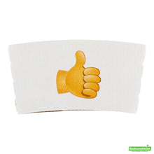 Wholesale Restaurantware Restpresso White Paper Thumbs Up Emoji Coffee Cup Sleeve - Fits 12 / 16 / 20 oz Cups- Bulk