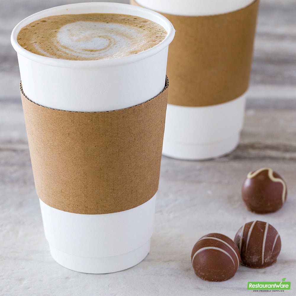Wholesale Restaurantware Restpresso Kraft Paper Coffee Cup Sleeve - Fits 12 / 16 / 20 Oz Cups- Bulk