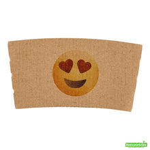 Wholesale Restaurantware Restpresso Kraft Paper Heart Eyes Emoji Coffee Cup Sleeve - Fits 12 / 16 / 20 oz Cups- Bulk