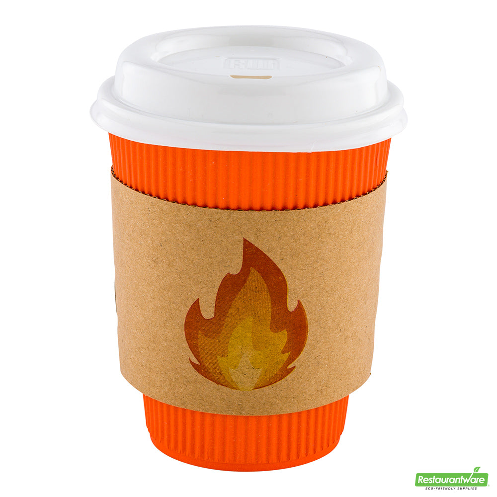 Wholesale Restaurantware Restpresso Kraft Paper Fire Emoji Coffee Cup Sleeve - Fits 12 / 16 / 20 oz Cups- Bulk