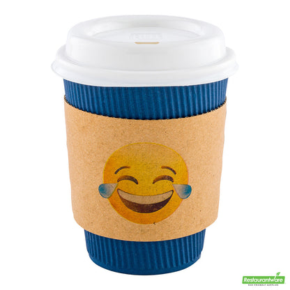 Wholesale Restaurantware Restpresso Kraft Paper Crying Laughing Emoji Coffee Cup Sleeve - Fits 12 / 16 / 20 oz Cups- Bulk