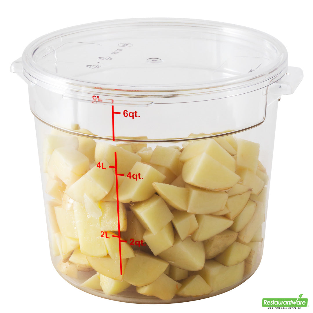 Wholesale Restaurantware Met Lux Round Clear Plastic Food Storage Container Lid - Fits 6 and 8 Qt- Bulk