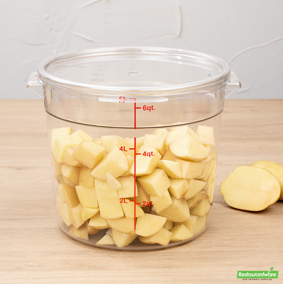 Wholesale Restaurantware Met Lux Round Clear Plastic Food Storage Container Lid - Fits 6 and 8 Qt- Bulk