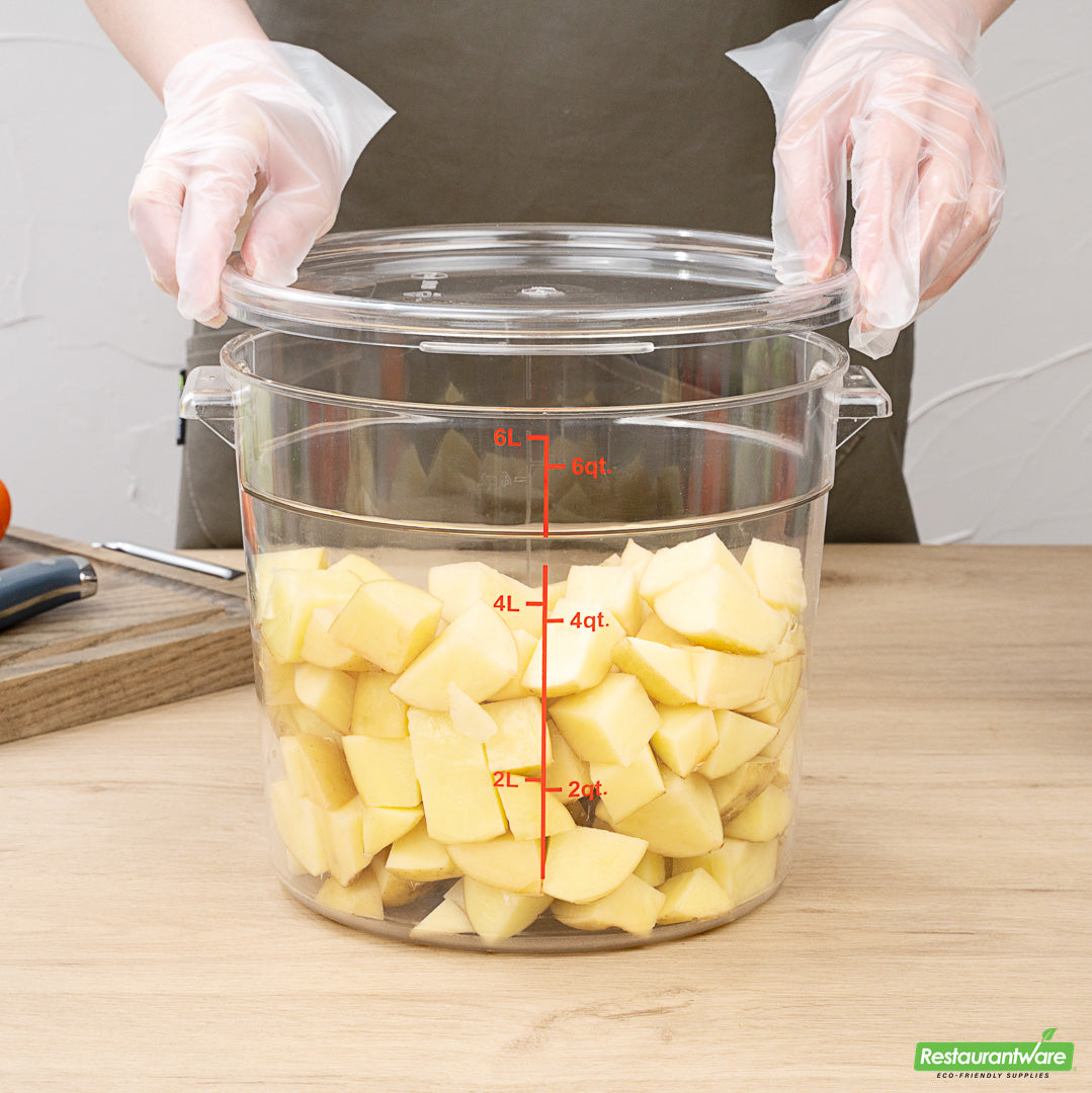 Wholesale Restaurantware Met Lux Round Clear Plastic Food Storage Container Lid - Fits 6 and 8 Qt- Bulk
