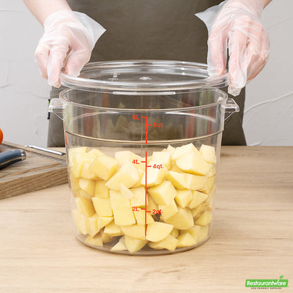 Wholesale Restaurantware Met Lux Round Clear Plastic Food Storage Container Lid - Fits 6 and 8 Qt- Bulk