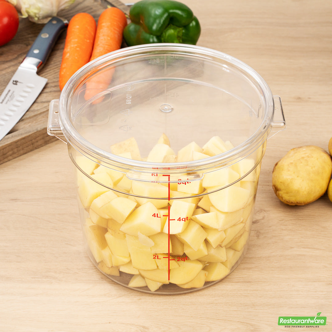 Wholesale Restaurantware Met Lux Round Clear Plastic Food Storage Container Lid - Fits 6 and 8 Qt- Bulk
