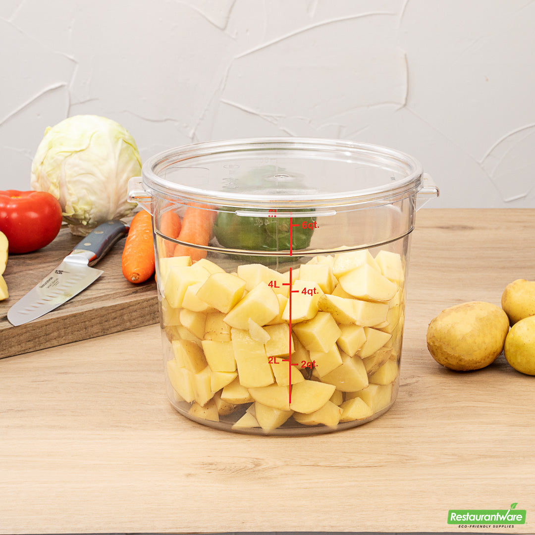 Wholesale Restaurantware Met Lux Round Clear Plastic Food Storage Container Lid - Fits 6 and 8 Qt- Bulk