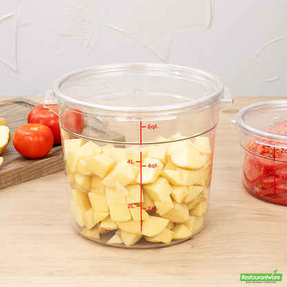 Wholesale Restaurantware Met Lux Round Clear Plastic Food Storage Container Lid - Fits 6 and 8 Qt- Bulk