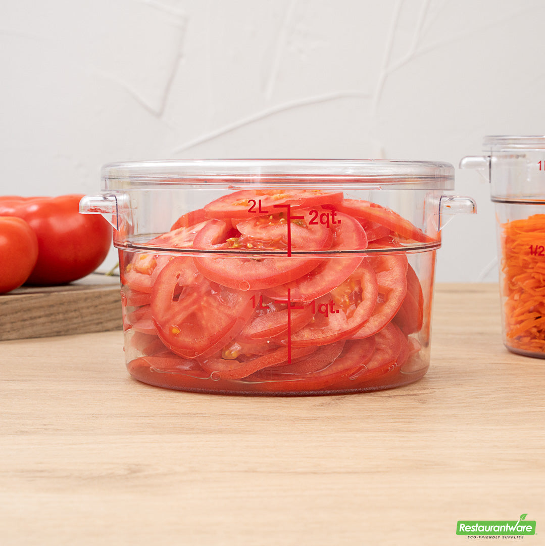 Wholesale Restaurantware Met Lux Round Clear Plastic Food Storage Container Lid - Fits 2 and 4 Qt- Bulk