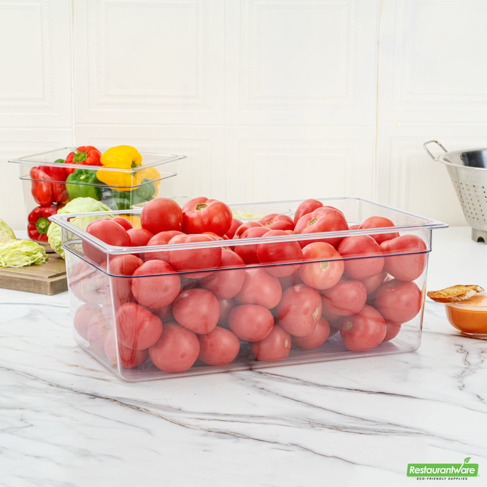 Wholesale Restaurantware Met Lux Rectangle Clear Plastic Full Size Cold Food Storage Container - 8 Depth- Bulk