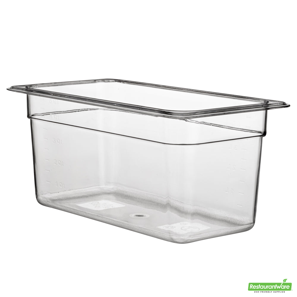 Wholesale Restaurantware Met Lux Rectangle Clear Plastic 1/3 Size Cold Food Storage Container - 6" Depth- Bulk